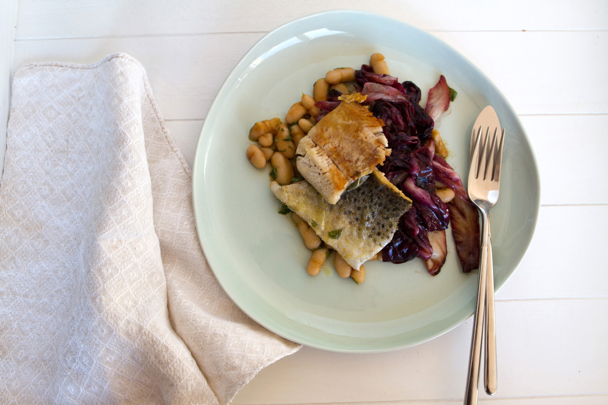 Trout with Beans and Radicchio